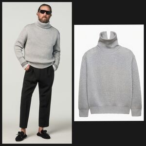 Stefano Pilati x Zara Men's Metallic Finish Silver Knit Sweater Limited Edition